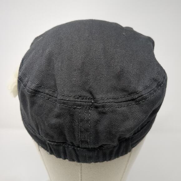 Mixit Cadet Army Cap Gray One Size Stretchable Rhinestone Flower Blank - Picture 6 of 10